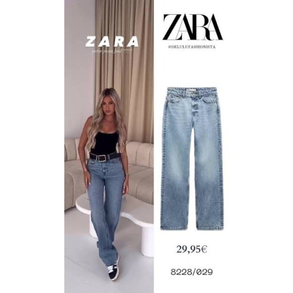 Zara High Waisted Wide Leg Jeans Light Wash Blue 8228/029 Size 6